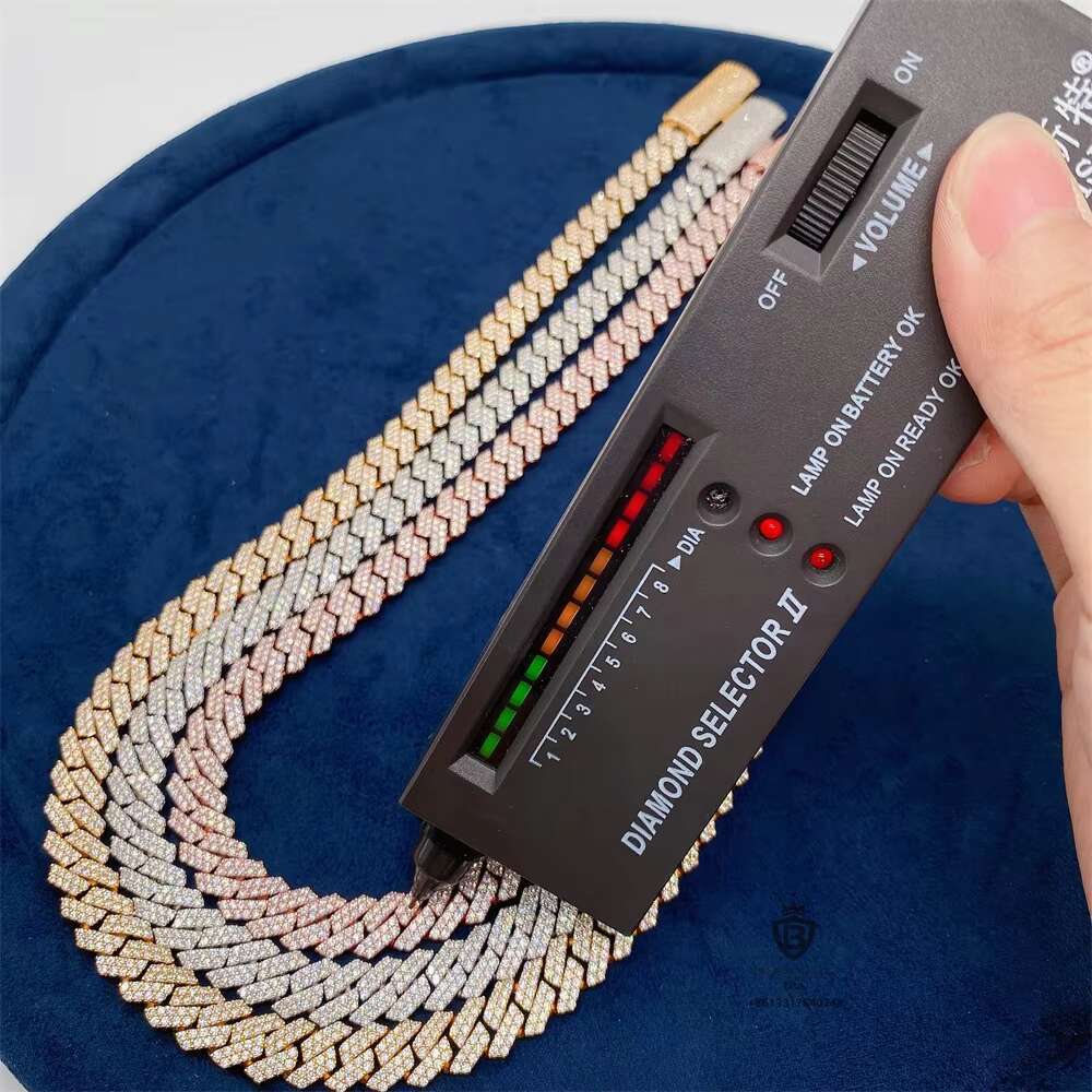 Factory Price Hot Sale 925 Sterling Silver 10mm Vvs Moissanite Diamond Jewelry Necklace Women Cuban Link Chain