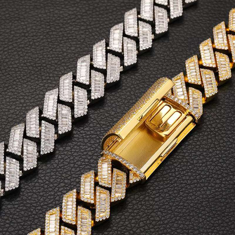 18K Gold-Plated Cuban Chain Necklace for Men - In-Stock Copper Jewelry with Zircon Fashion Jewelry Sets