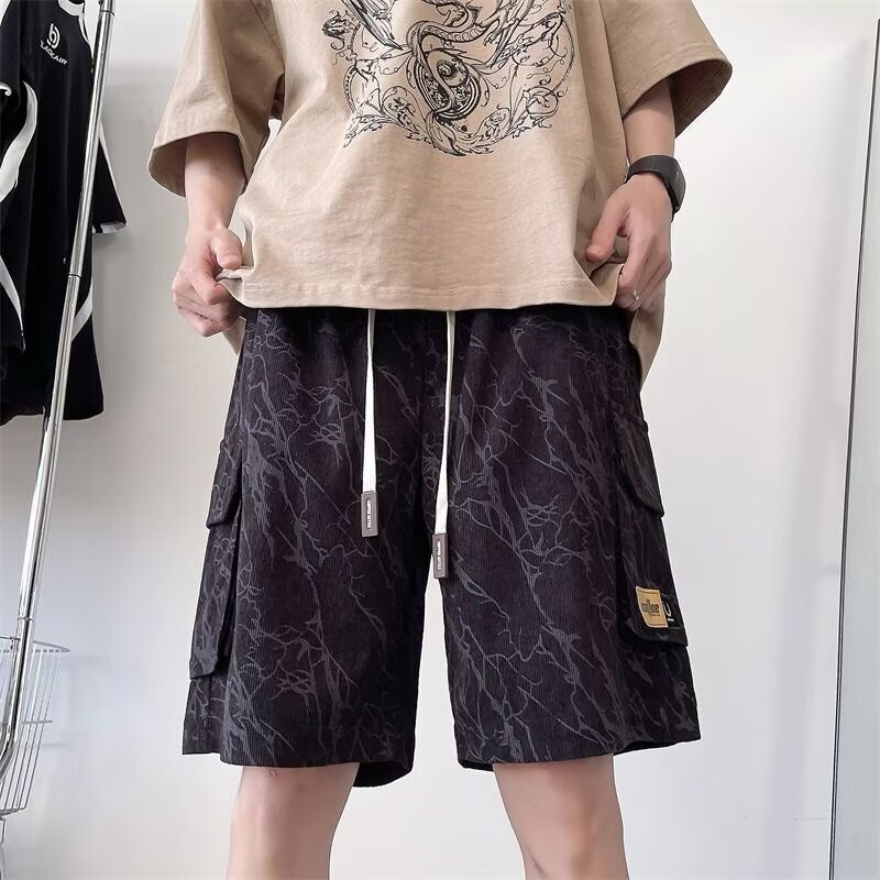 Men's summer five quarter pants, trendy versatile shorts, breathable comfortable, loose sports and casual pants