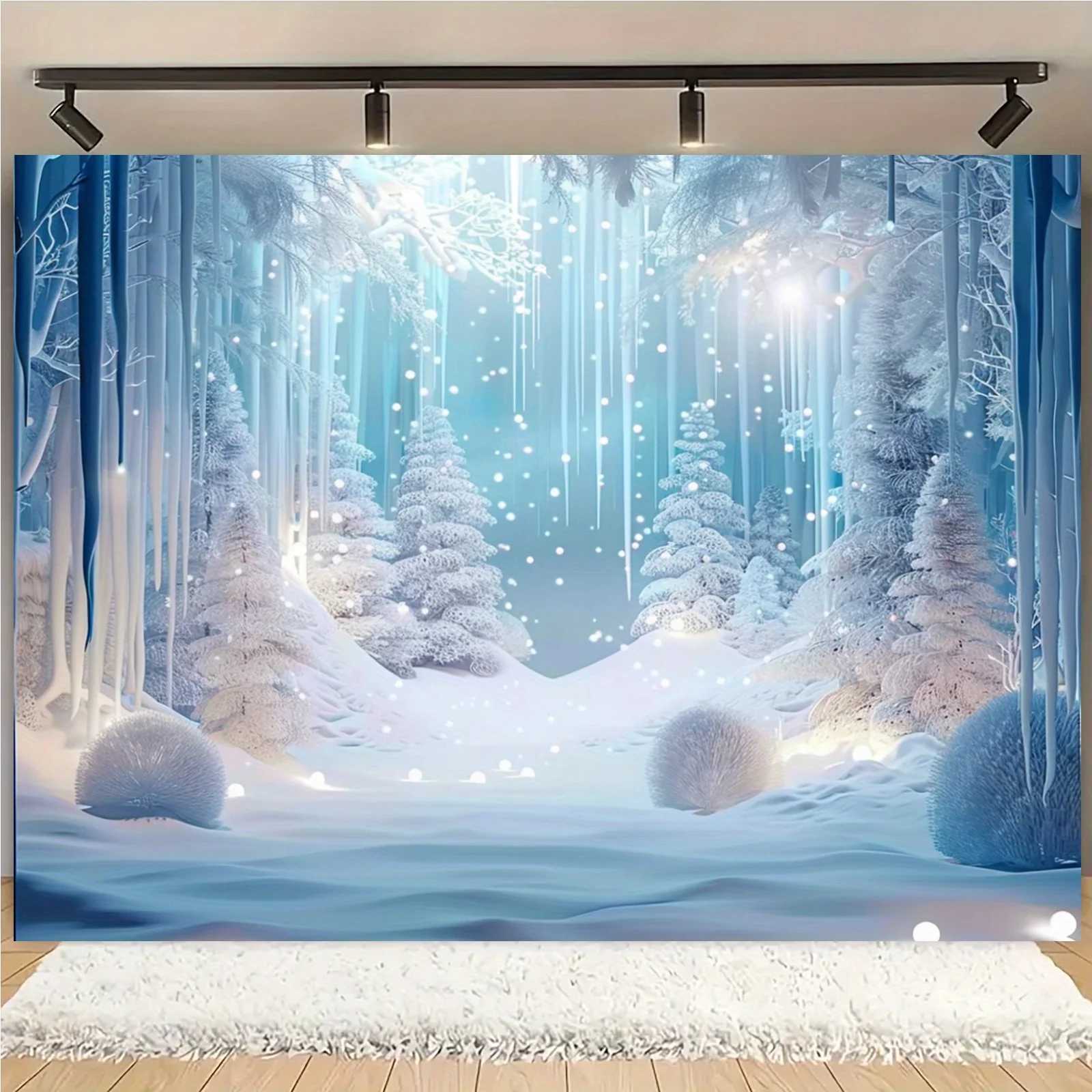 VIKAMA Dreamy Snow Forest Tapestry Living Room Feature Wall Hanging Christmas Winter Atmosphere Room DecorM251125