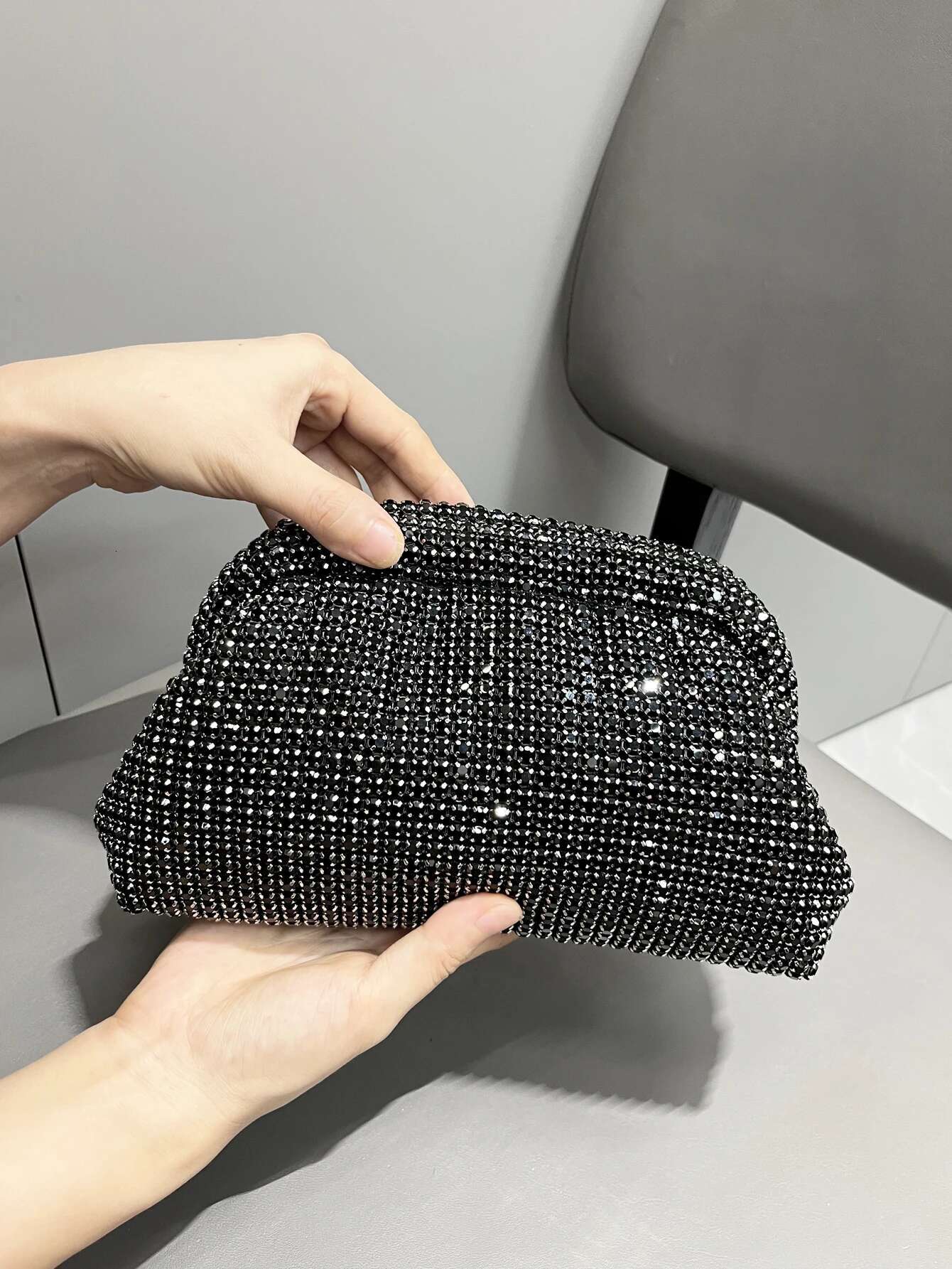 Designer Rhinestones Clutch For Women Handle Shoulder Bag Purse Evening Banquet Bag