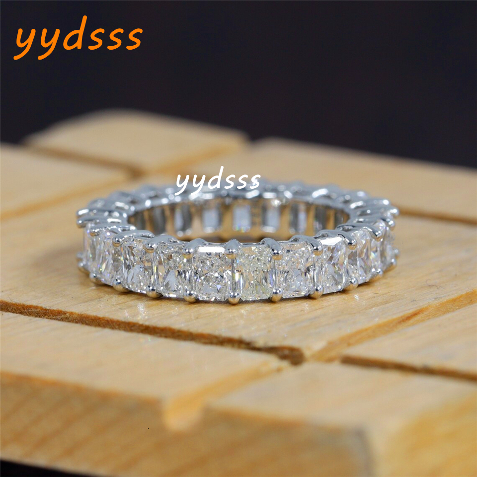 Jewelry 18K Real Gold Radiant Cut 4*3mm Full Eternity Band Certified Lab Grown Diamond Eternity Band Vintage Womens Jewelry Wedding Ring Au750 PT950 A