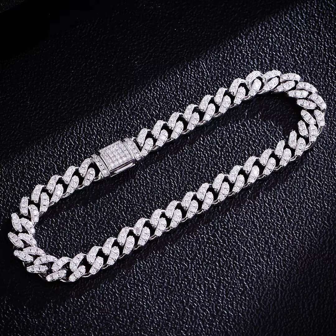 Cuban Necklace Mossinate Diamond Cuban Chain Iced Out Chain Stylish Mens Necklaces 925 Silver Moissanite Cuban Link Chain