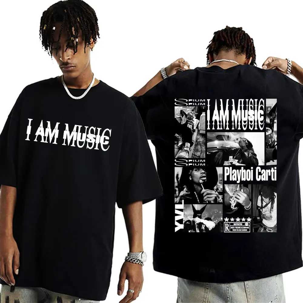 Rap singer Playboi Carti I AM music album T-shirt mens clothing hip-hop 90s retro mens T-shirt casual cotton oversized T-shirt W250425