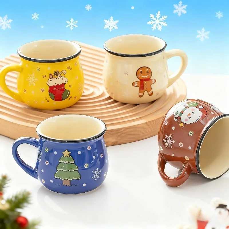 150ML Christmas Mugs Ceramic Cute Santa Elk Penguin Mousse Cup Coffee Cup for Office Home Milk Coffee Tea Cups Xmas Gifts Y251125