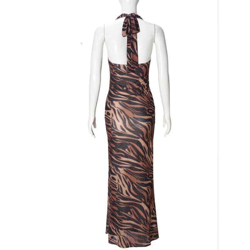 Dongdumaoyi Townlike Deep V Neck Diamonds Sexy Party Dress Women Halter Spring Summer Vortex Print Slim Bodycon Maxi Long Dresses
