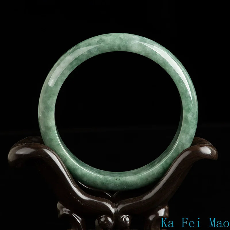 Inner Diameter 54mm-62mm Natural A-grade Jade Bean Green Bangle Ice Jadeite Stone Jewelry Womens Handicraft Wholesale Drop Ship 250424