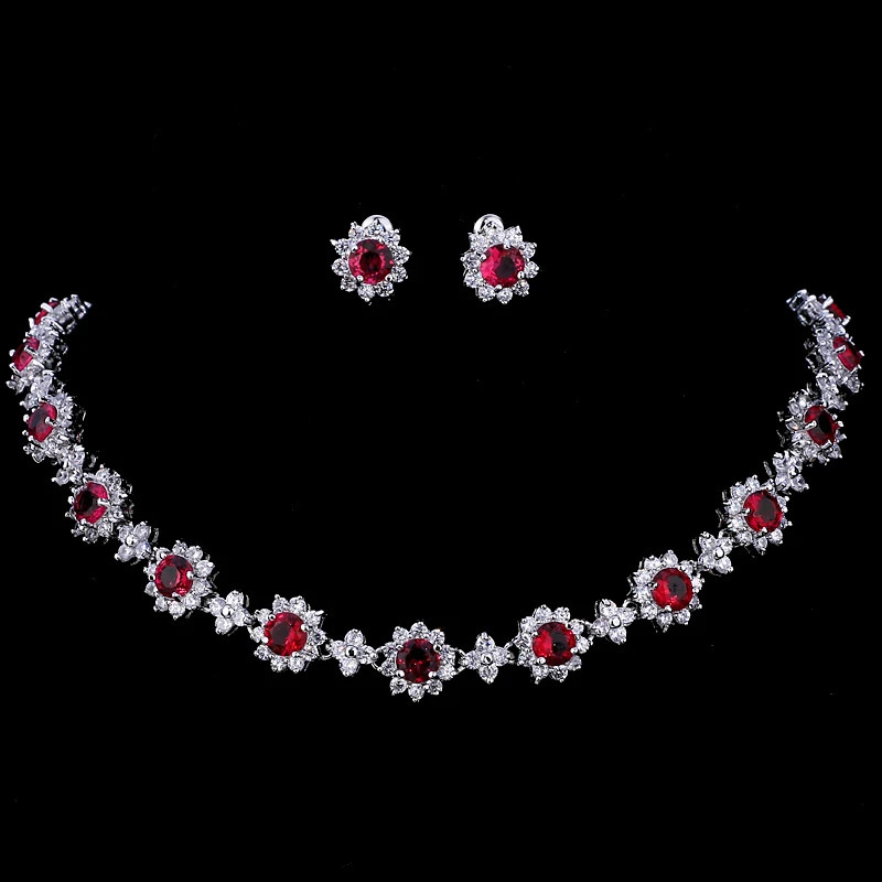 Emmaya Cubic Zircon Crystal Bridal Jewelry Sets Necklace Earrings Sets for Women Wedding Party Jewelry 250417
