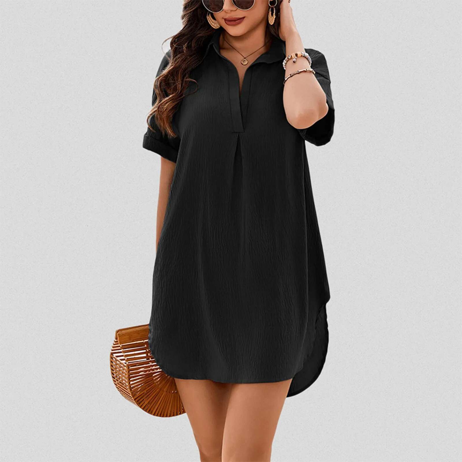 Dongdumaoyi Beach Casual White Shirt Dress For Women Elegant Ladies Dresses Blouse And Irregular Buttons Shirts Top Summer