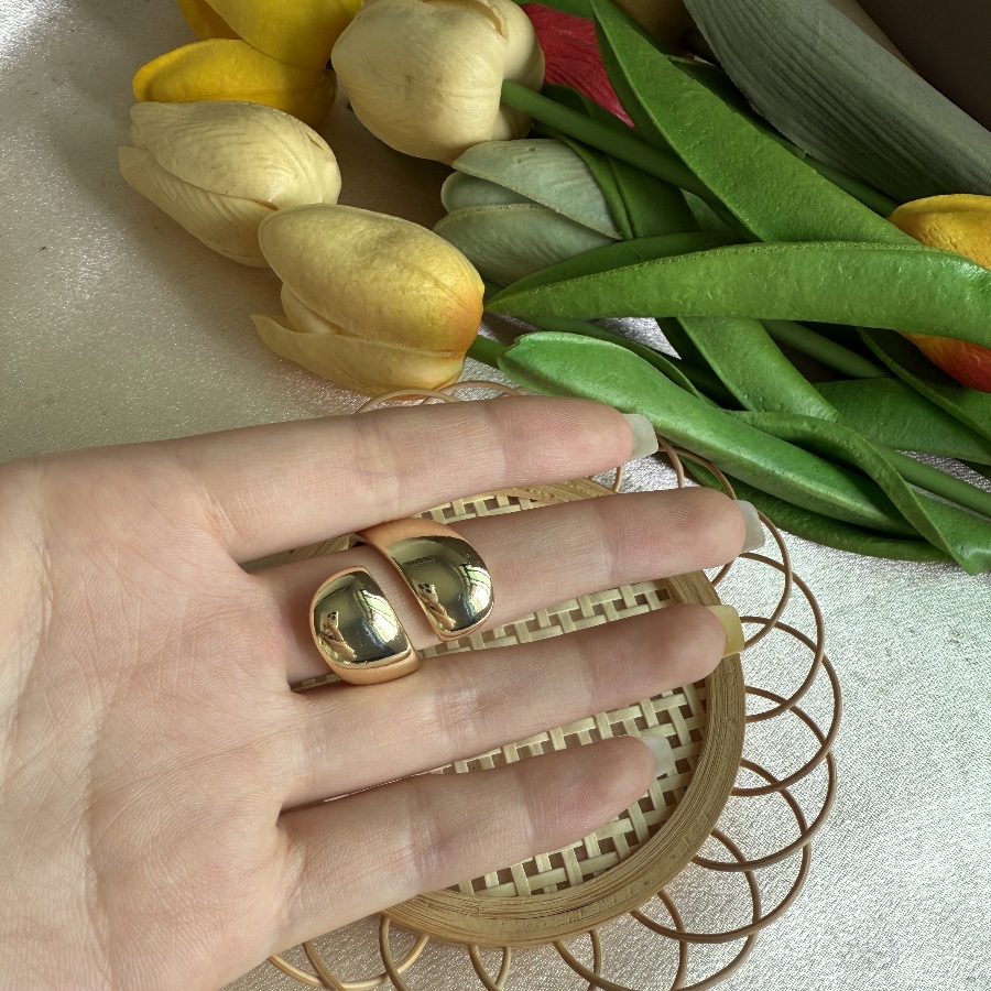 Elegant Golden Large-Arched Ring Stylish Heavy Duty Opener Jewelry