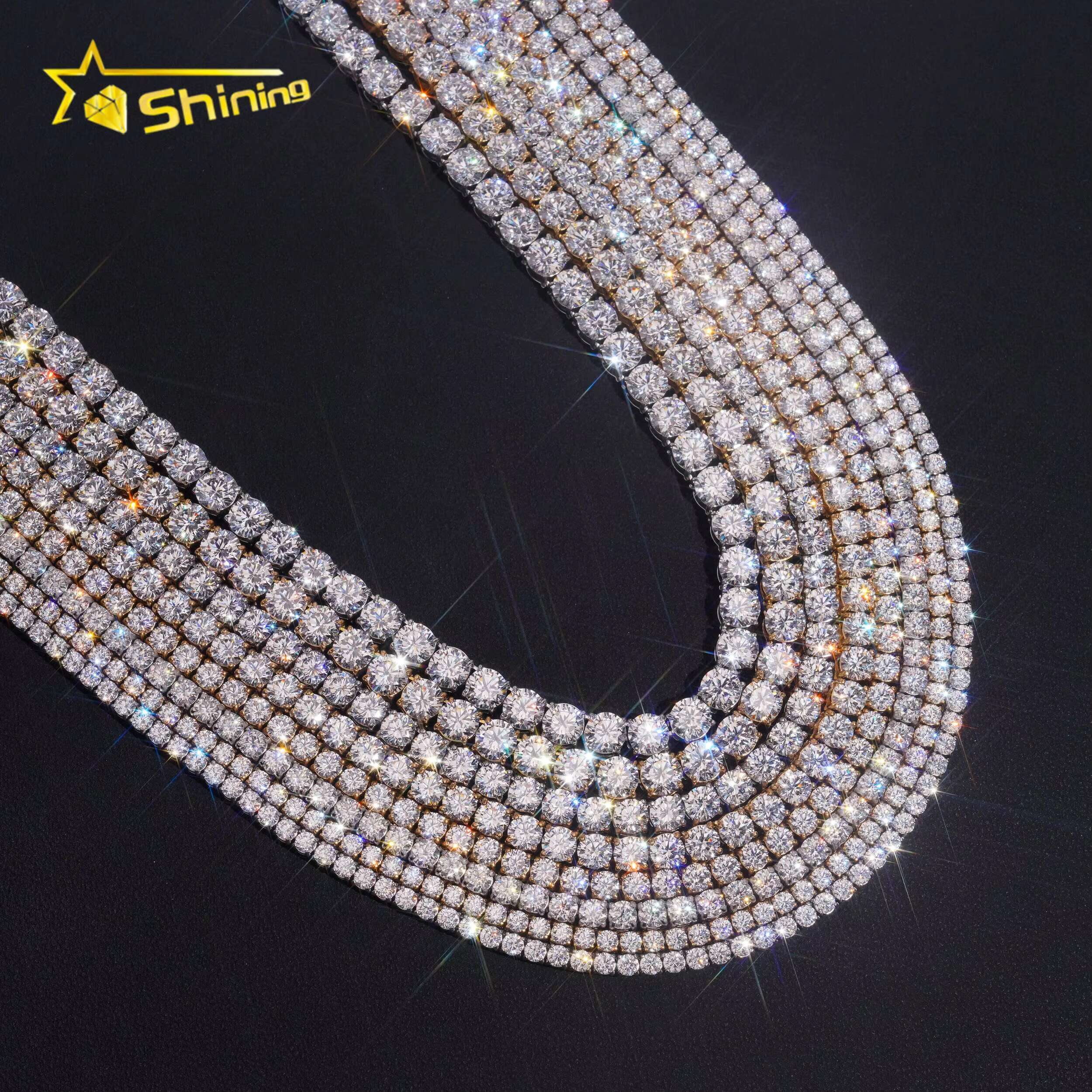 Wholesale Price 3mm 4mm 5mm 6mm Moissanite Tennis Chain Stainless Steel Custom Fashion Necklaces for Women Men Tennis Necklace