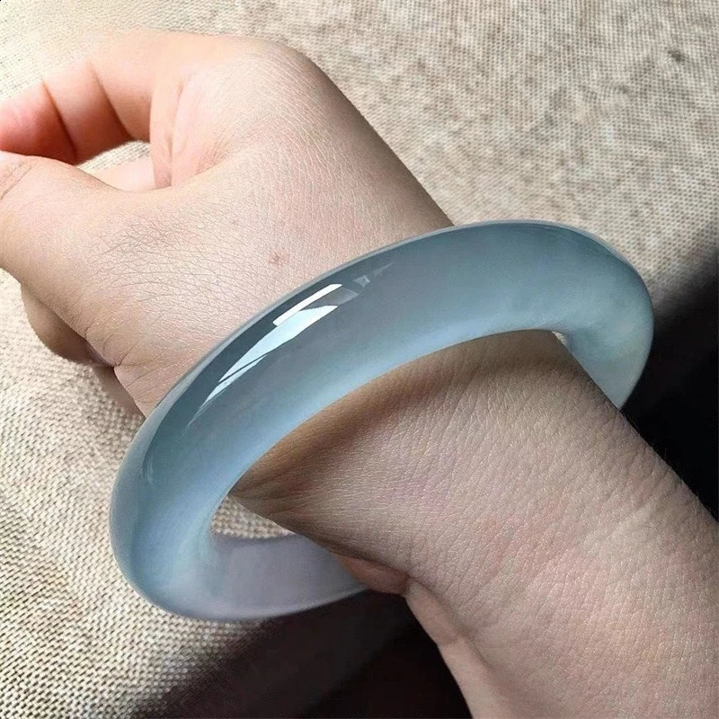 Ice Seed Jade Bracelet Blue Water Fat Round Bracelet Womens Sky Blue Frozen Sky Blue jade bracelet bangle bangles for women 250424