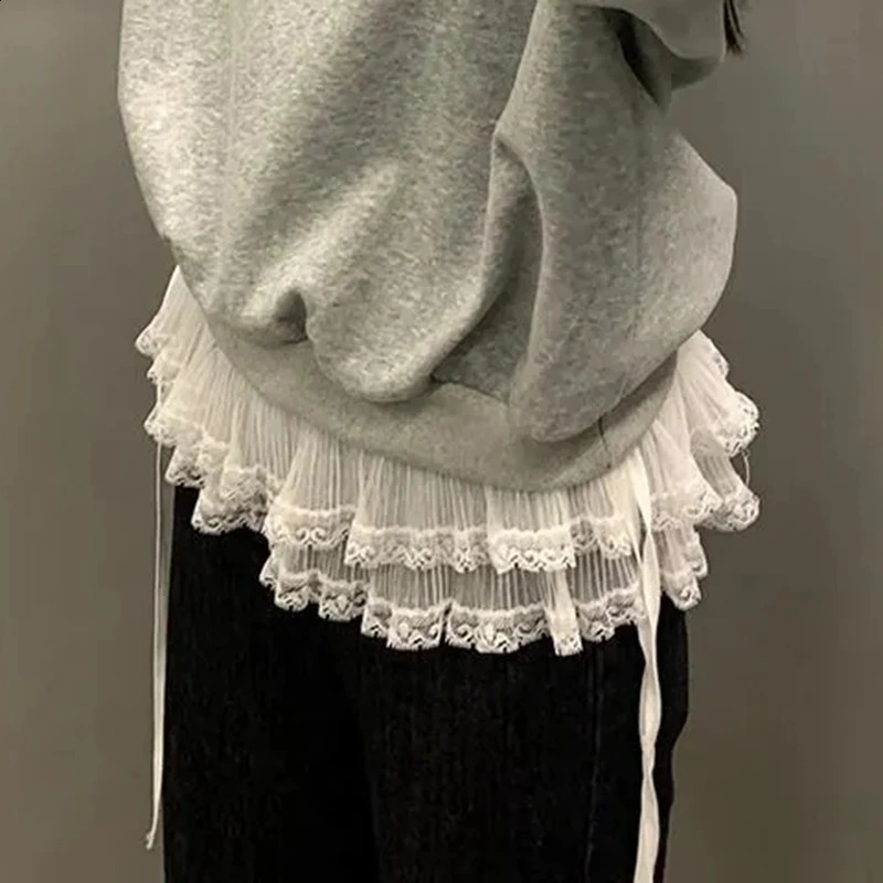 Y2K White Lace Skirt Womens Harajuku Fashion Lace Up Cute Mini Skirt Street Clothing Sweet Kavay Clothing Matching Skirt 250422