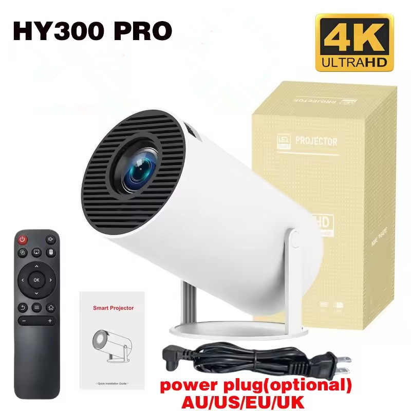 HY300 Pro Projector With Wifi6 and Bluetooth 4K 130'' Screen 1280*720P 160ANSI Portable Smart Projector 180 Degree Rotation H713 Chip Android 11 For Home/Outdoor Movie