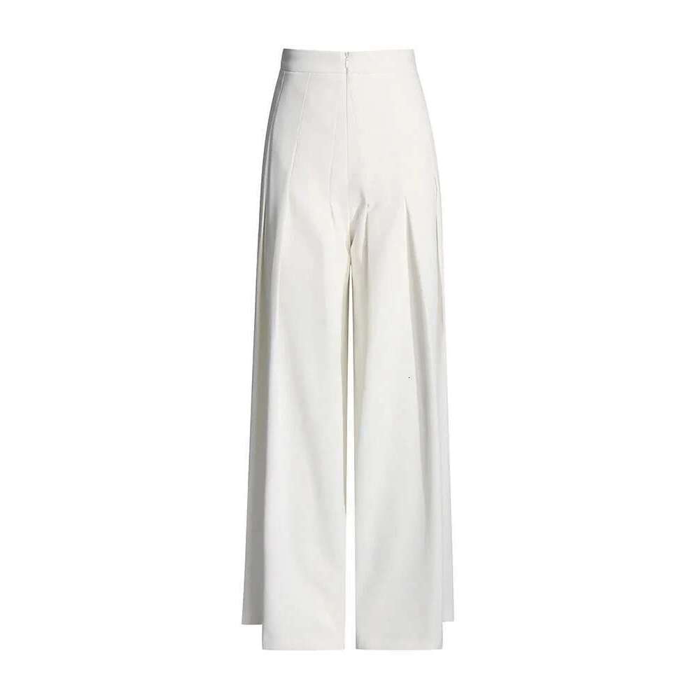 Chic Two Piece Sets For Women Diagonal Collar Short Sleeve Top High Waist Loose Pleated Wide Leg Pant Solid Set Female