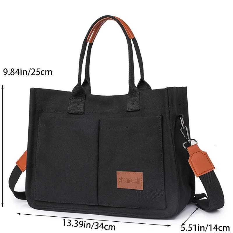 Womens Bag Large Capacity Canvas Bag For Women Handbag Tote Bag Multiple Outer Pocket Womens Shoulder Bag ShoppingT251125
