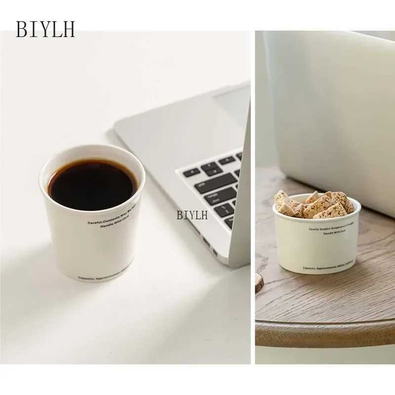 330 ML Ceramic Mug Simple Letter Coffee Cup Creative Imitation Paper Design Office Drinking Water Household Breakfast Milk Cup Y251125