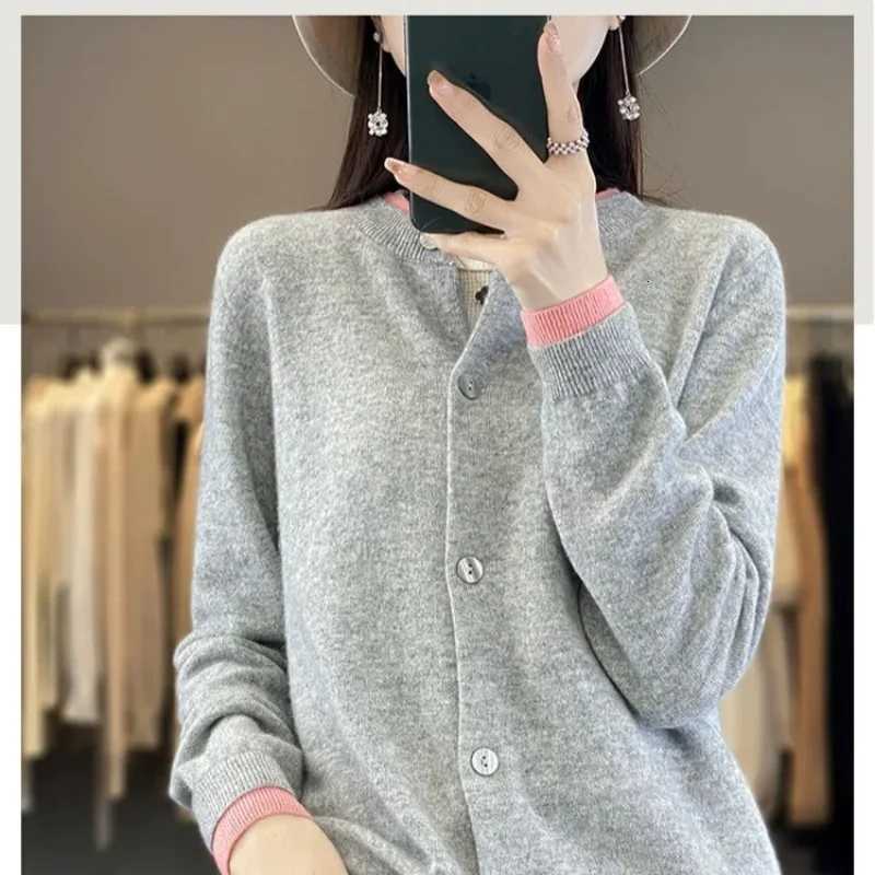 Autumn Winter Women Cardigan O-neck Patchwork Sweater Long Sleeve Single Breasted Knit Cardigans Fashion Korean Sweaters JumperT251125