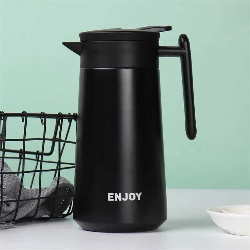 800ml 304 Stainless Steel Insulation Kettle Double Walled Vacuum Thermos Bottle Coffee Pot Leakproof Insulation Moka Pot C251125