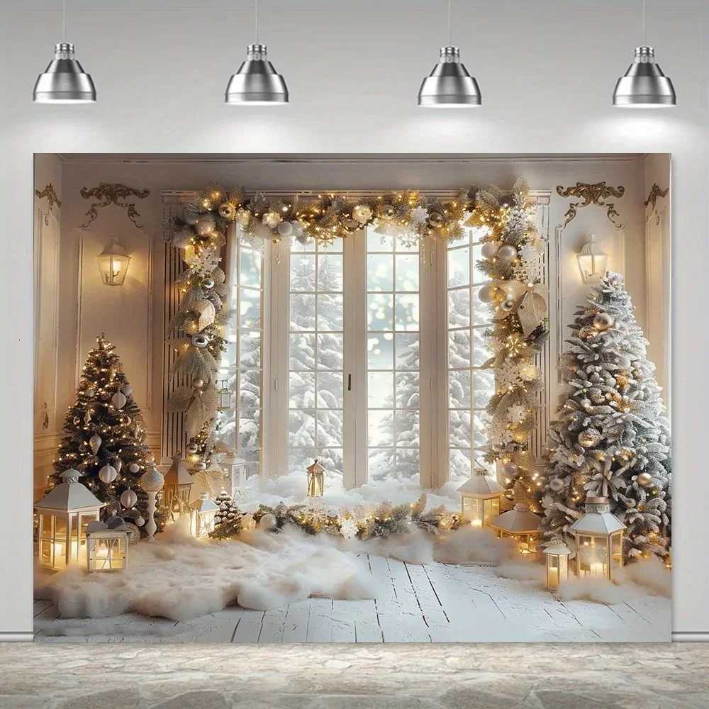Christmas Day party decoration background cloth winter snow scene Christmas tree wall tapestry suitable for home outdoorM251125