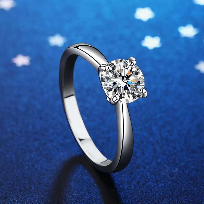 Classic 50 Cents Natural Real 925 Silver Moissanite Diamond GRA Certificate S925 Sterling Silver Engagement Wedding Women Ring
