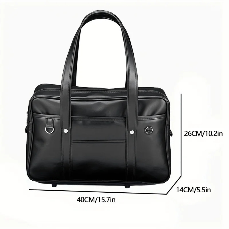Student JK Handbag Waterproof PU Leather Single Shoulder Uniform Bag for Men And Women Official Document Backpack 250417