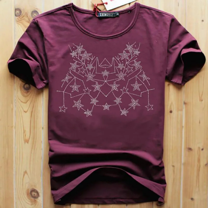 Rhinestone Mens T-shirt Camisetas O-neck Soft Boys Direct 161 250423