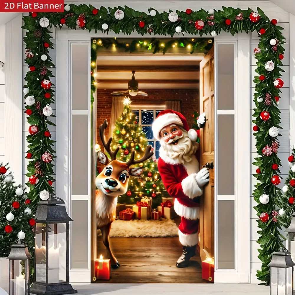 VIKAMA Christmas Tapestry Santa Claus reindeer unicorn panoramic design Living room lobby Childrens room decorationM251125