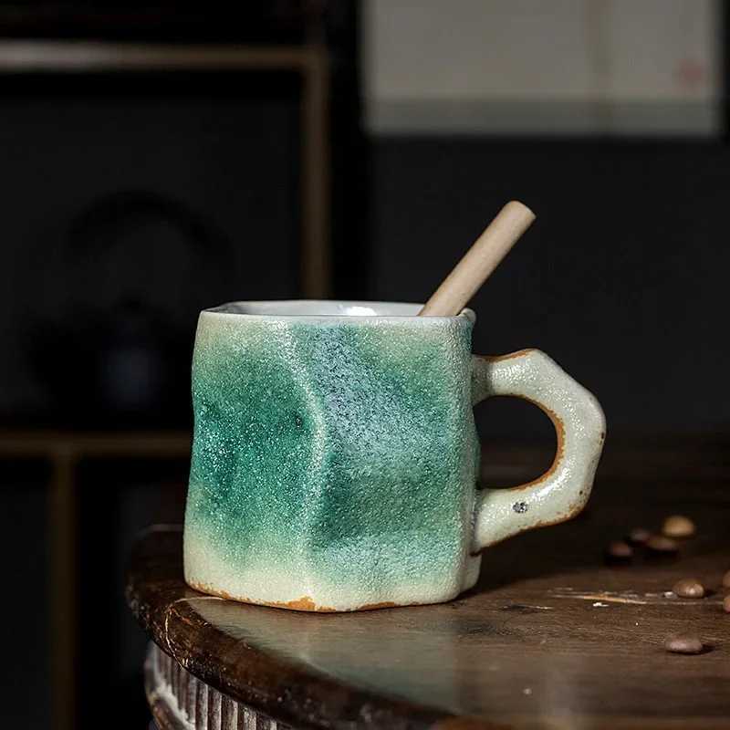 Creative Retro Kiln Ceramic Coffee Mug Drinking Buffalo Milk Mug Simple Gradient Office Large Capacity Teacup Home Decoration Y251125