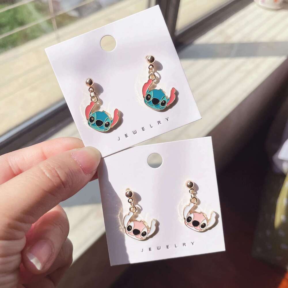 Cute Dangle Ear Stud Ohana Means Family Kawaii Women Girls Earrings Jewelry Party Accessories Cartoon Periphery