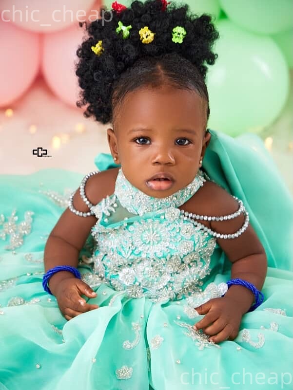 2026 Mint Ball Gown Flower Girl Dresses Lace Beaded Tulle Sheer Neck Little Girl Christmas Peageant Birthday Christening Tutu Dress Gowns ZJ4242