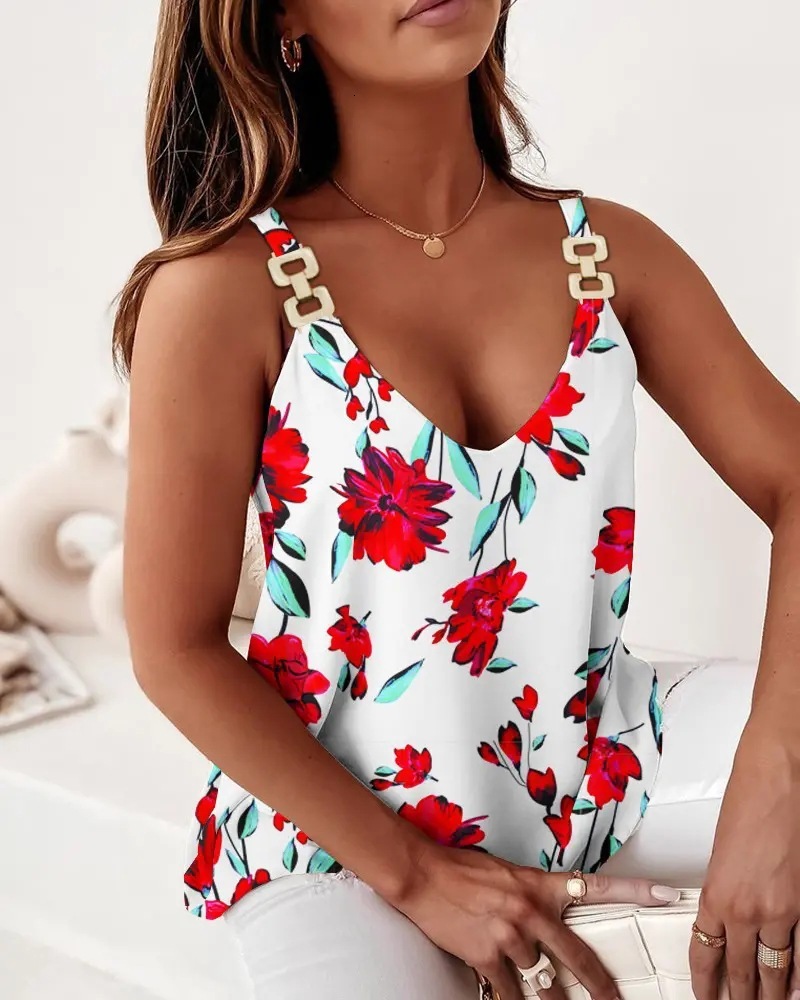 2022 summer sleeveless chain sling printed womens Vest Top Women