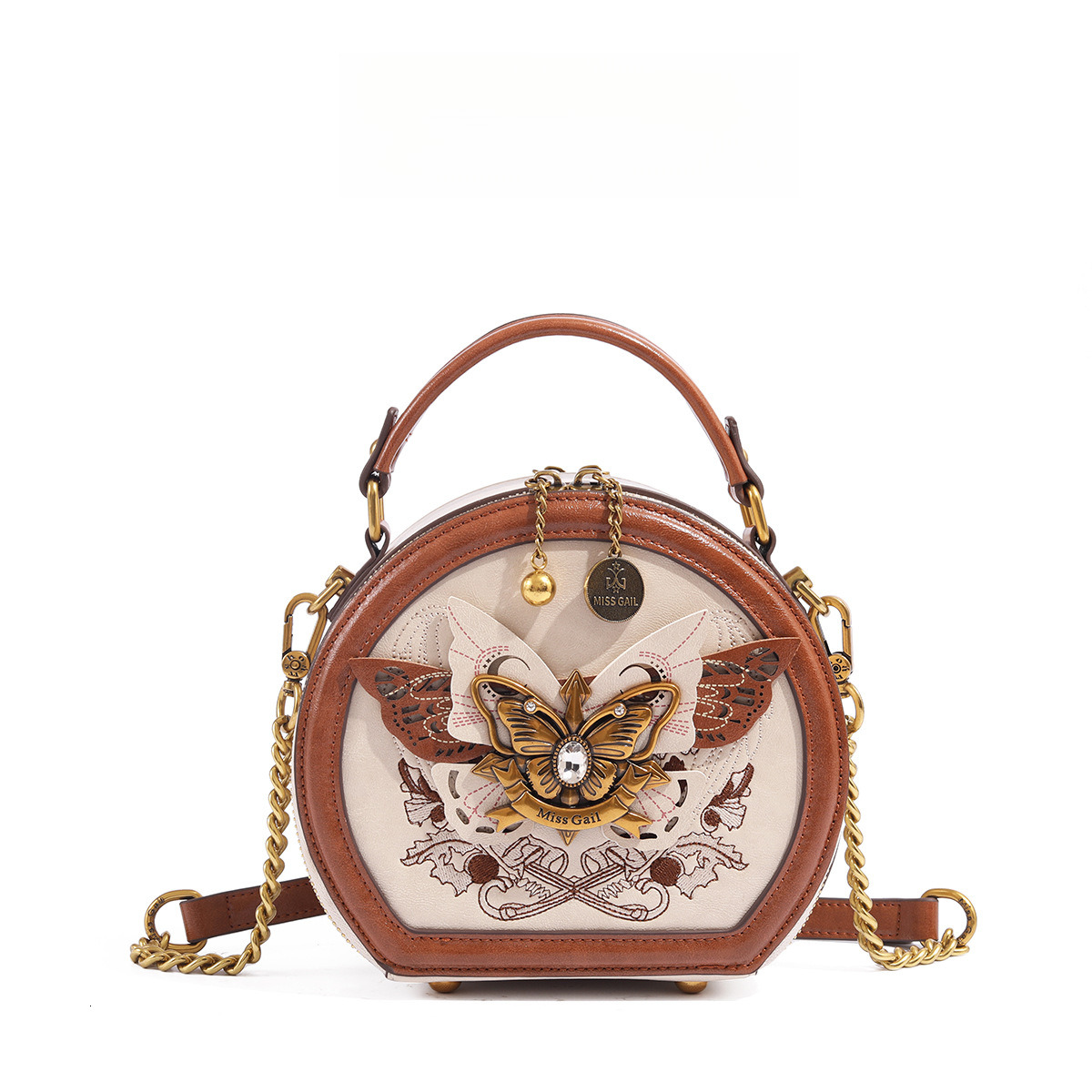 2025 New Bow Designer Bag For Women Fashion Retro Luxury Small Round Bag One Shoulder Crossbody Handbag