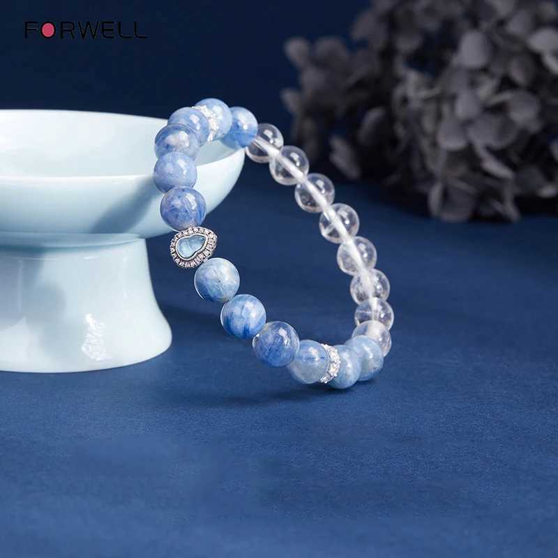 FORWELL Natural White and Blue Crystal Bead Bracelet Sterling Silver Fortune Gourd Bracelet Women Light Luxury Premium J251125