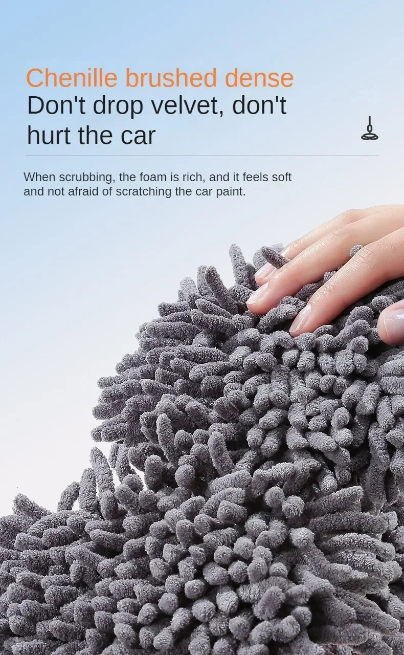 car washer mop foam Chenille brush double head roof window cleaning and maintenance three section telescopic 250425