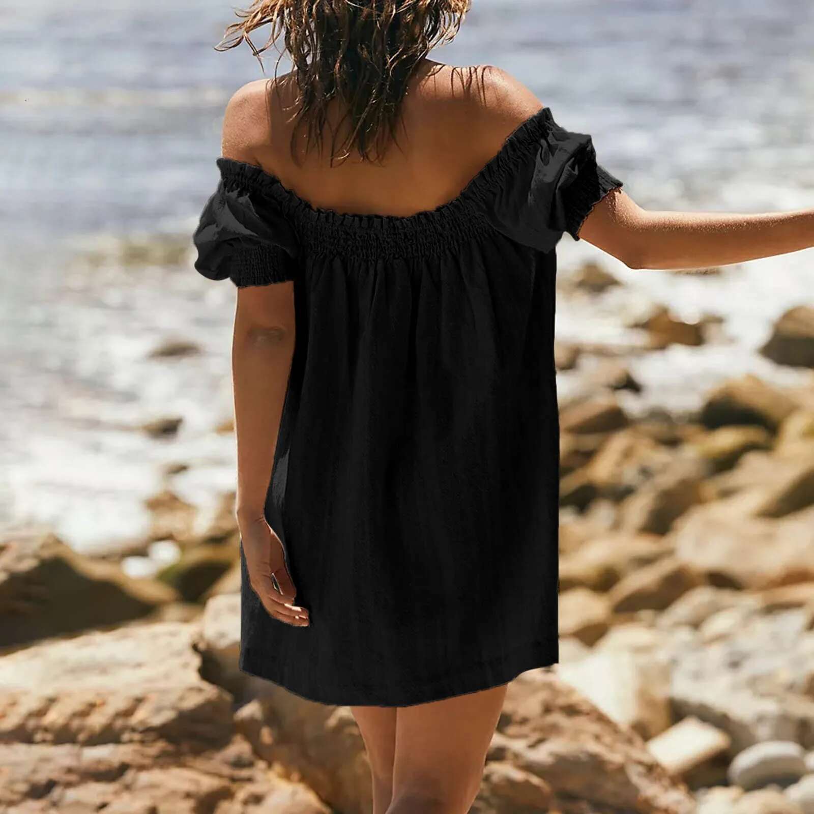Dongdumaoyi Womens Summer White Mini Dress A Line Beach Sleeveless Casual Loose With Pockets Vestidos Femme Robe