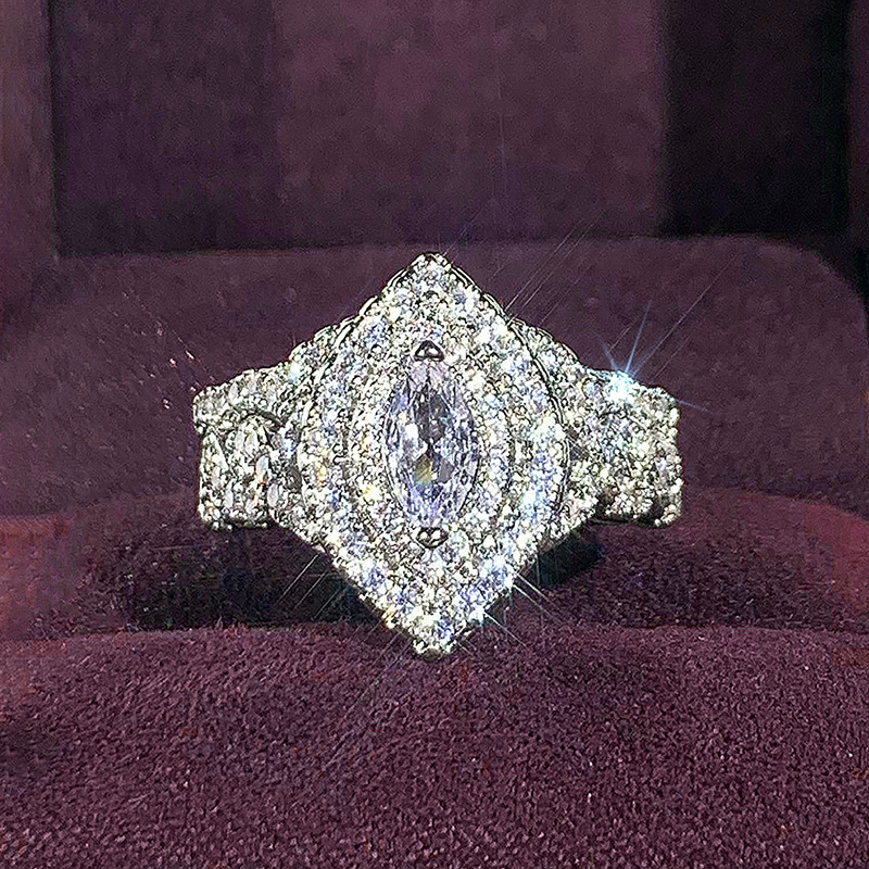 2025 Choucong Brand Gorgeous Sparkling Luxury Jewelry 925 Sterling Silver Fill Marquise White 5A Cubic Zircon CZ Diamond Party Eternity Women Couple R