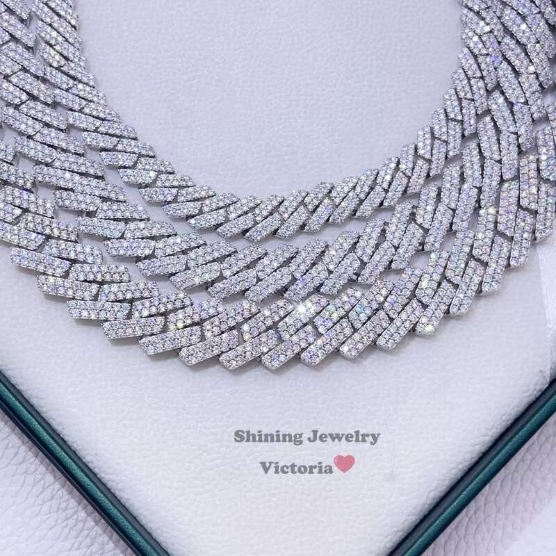 Hip Hop Necklace Bling 10mm 13mm 15mm Iced Out GRA Certificate Vvs Moissanite Cuban Chain