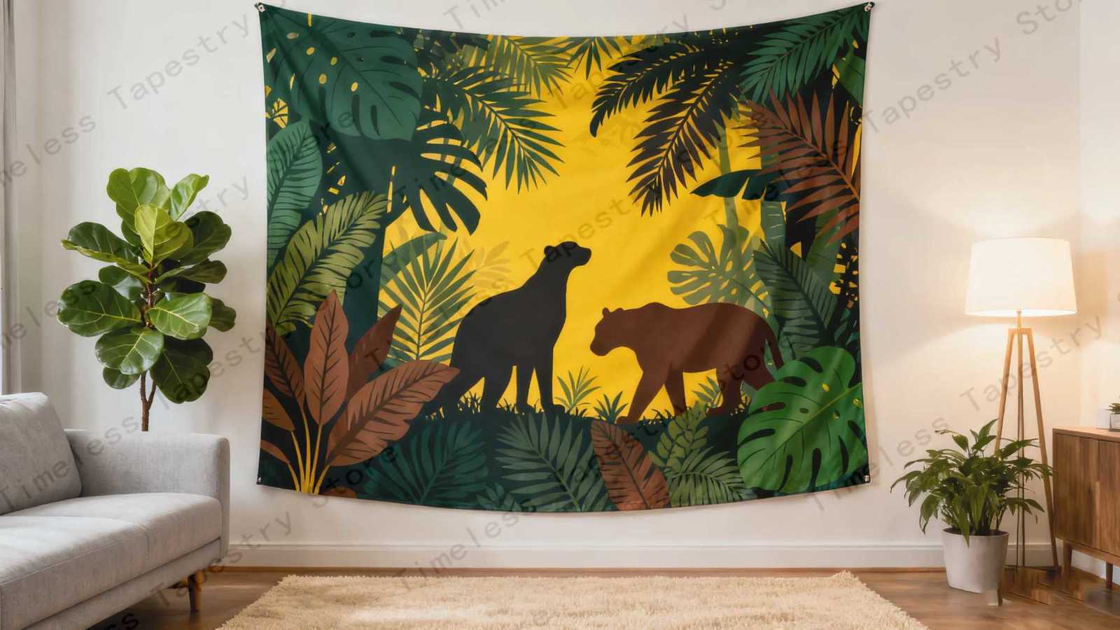Jungle Animal Tapestry with Giraffe Panther Design Bring Comfort to Your Home Ideal for Cosy Autumn and Winter SeasonsM251125