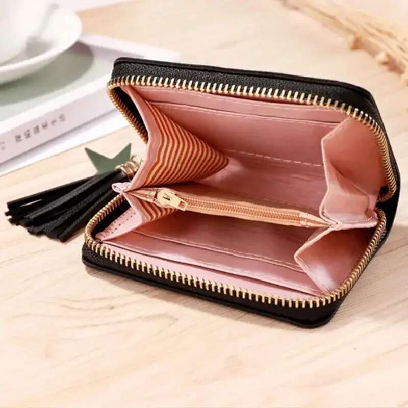 1Pc Women Small Ladies Mini Tassel Cute Girl Short Zipper Lovely Pu Leather Coin Female Hand Wallet Purse