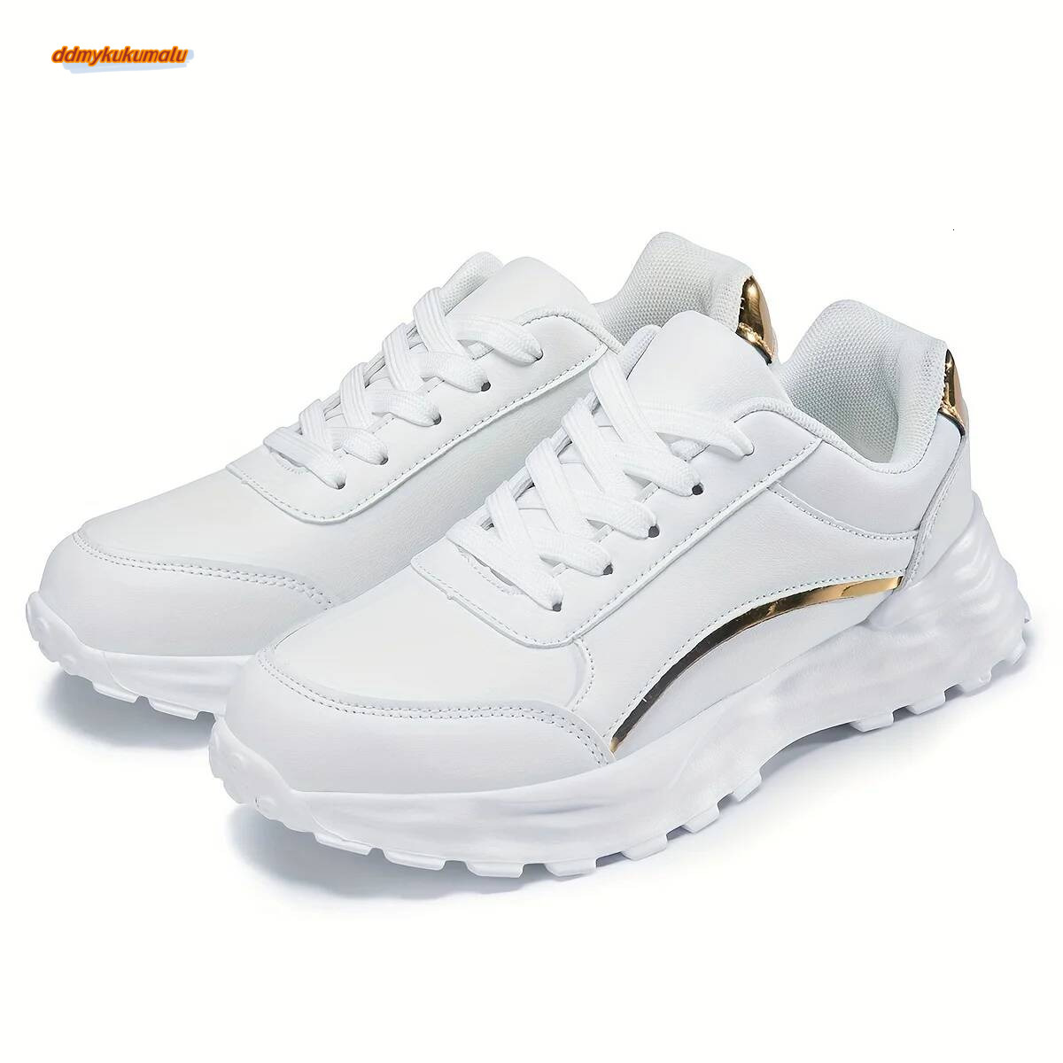 Women's Solid Color Casual Sneaker, Lace-up Lightweight Soft Sole Walking Shoes, Low-Top Comfortable Training Shoes ddmykukumalu