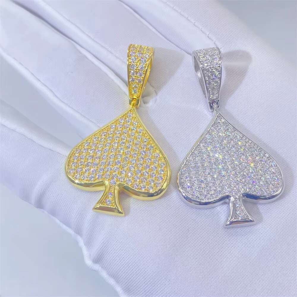 Factory Price 925 Sterling Silver Poker Fully Diamond Pendant Iced Out Silver Chain Moissanite Pendant Men