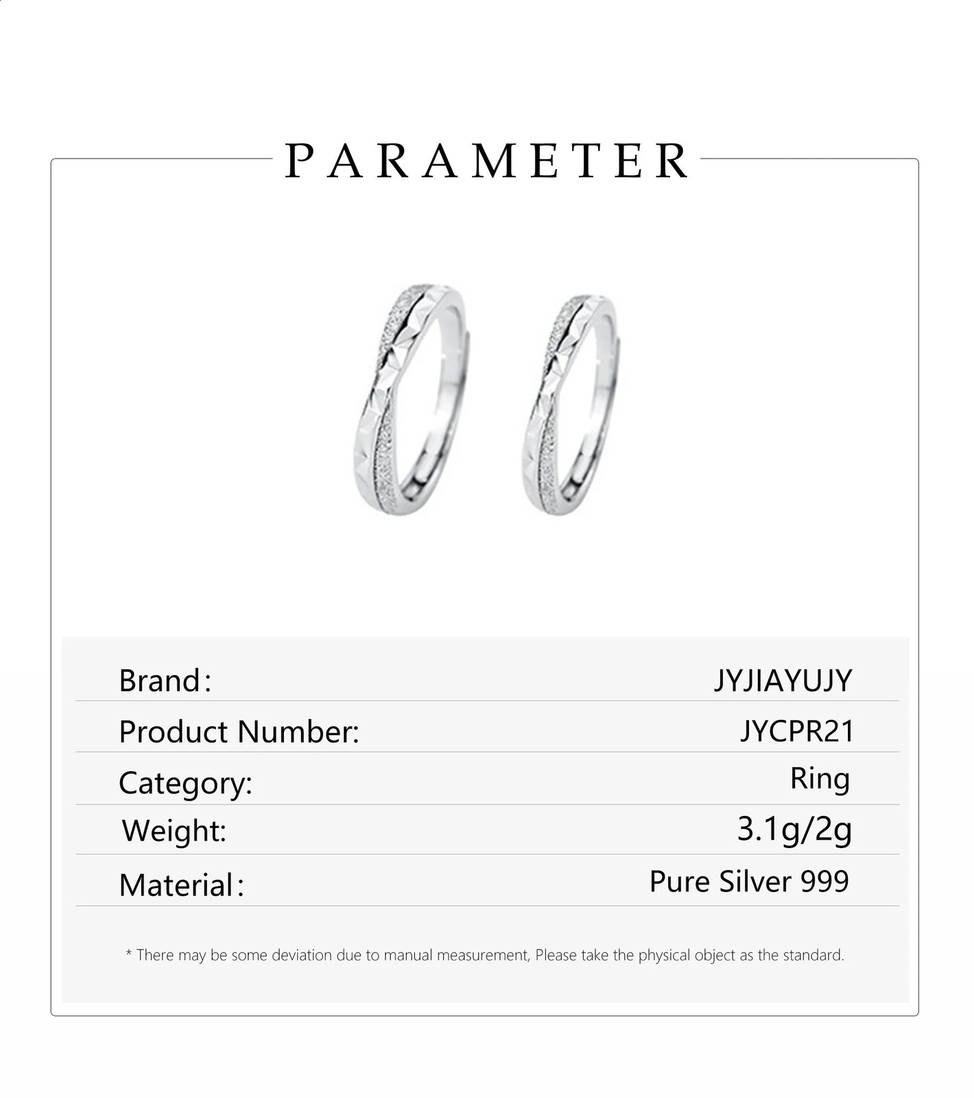 JYJIAYUJY 100% original pure silver S999 adjustable couple ring only for you to meet fashionable jewelry gifts daily JYCPR21 250422