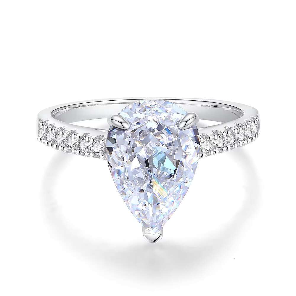 Wholesale Moissanite Rings Sapphire Blue Water Drop Moissanite Ring 925 Sterling Silver Trendy Gemstone Rings Prong Setting