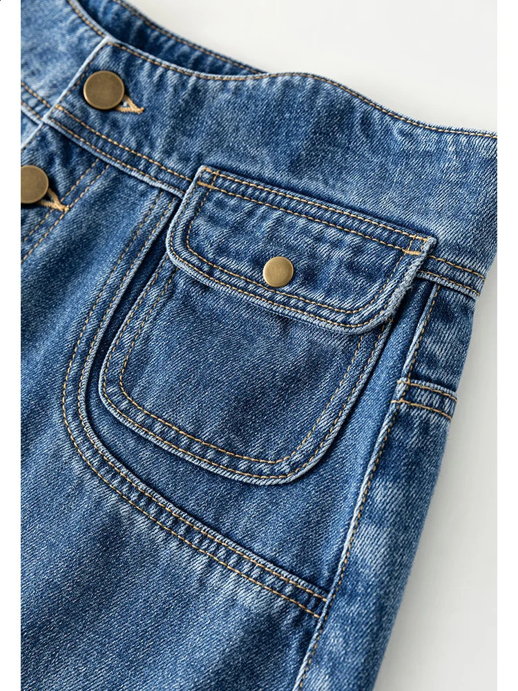 DUSHU 100% pure cotton short sleeved wave waist retro high waisted denim shorts for womens summer A-LINE fully matched casual ultra-thin denim shorts 