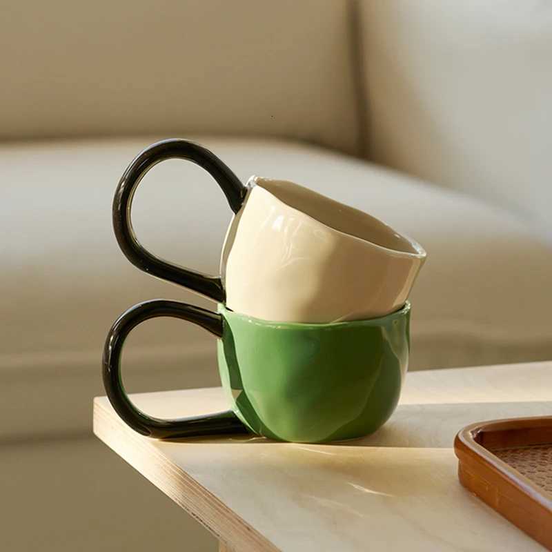 Household Large Capacity Ceramic Coffee Cup Daily Solid Color Office Creative Water Mugs Simple Restaurant Breakfast Milk Cup Y251125