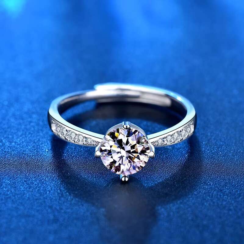 OEM Jewelry Factory Custom Adjustable 925 Sterling Silver Moissanite Ring Minimalist Wedding Engagement Rings Women