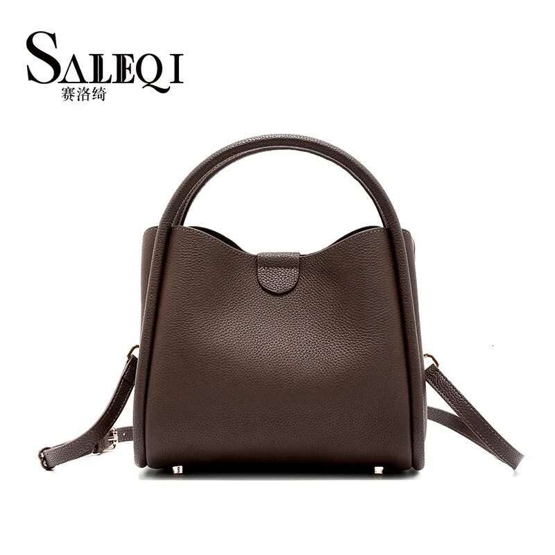 Genuine Leather Bucket Bag Designer High Quality Cowhide Female Shoulder Crossbody Bags Tote Vegetable Basket Handbag New