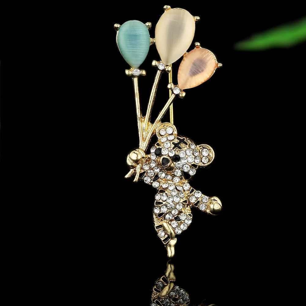 Pretty Tiger Hold Balloon Crystal Lapel Pins Dazzling Opal Airballoon Rhinestone Brooches Cheap Women Jewelry J251125