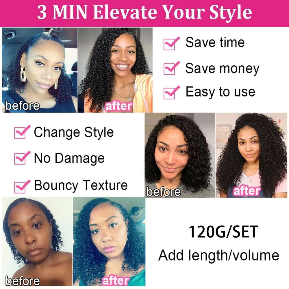 Deep Wave Extensions 100% Human Brazilian In Natural Black Color Clip Ins Remy Hair 10-26 Inch For Women